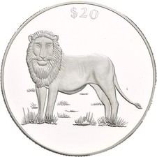 Künker: Liberia, 20 Dollar 2000, Löwe, Silber, PP