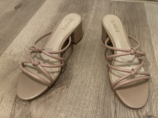 NEW Schutz Tan/Beige Princey Sandals 'True Beige' on Revolve 7.5 Strappy Open-To