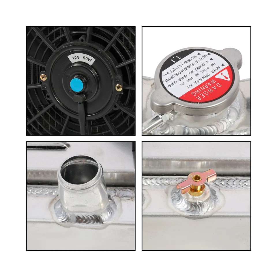 3 Row Aluminum Radiator Shroud fan For Ford Maverick 1963-77 Pinto Mercury Comet Foto 2 de 4