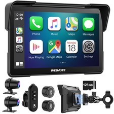 7 Inch Motorcycle Carplay with Android Auto IP67 Waterproof (Includes 128G SD)