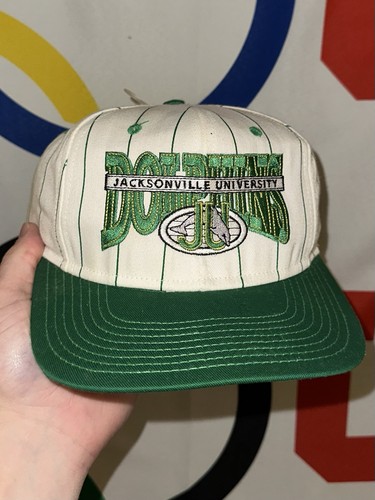 Vintage Jacksonville University Dolphins Snapback Hat Pinstripe 90s Basketball