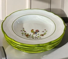 4 Vtg La Primula Hand Painted Folk Art Rooster Ceramic Pasta Salad Bowl Italy