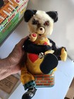 Old 1950s Battery Operated Smoking & Shoe Shining Panda Bear In Box ALPS Japan  — photo 3