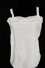 Antique French 1920's White Cotton Camisole Size Medium Excellent Condition