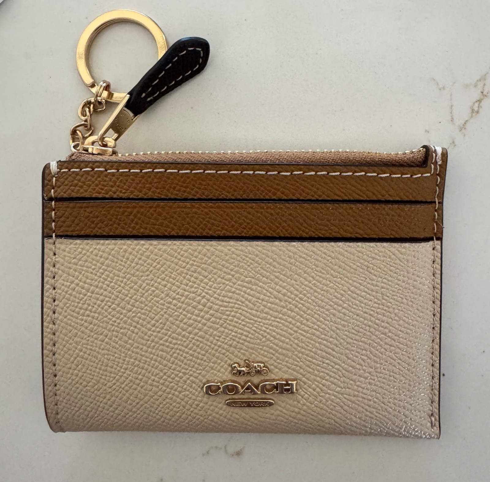 Coach Mini Skinny ID Card Case Ivory light saddle wallet  Leather NWT thumbnail 2