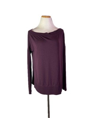 Athleta Size L Burgundy Studio Barre Sweatshirt Wide Neckline