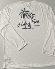 HANG TEN Mens Long Sleeve Sun Tee Shirt Quick Dry UPF 50 WHITE XL Rashguard