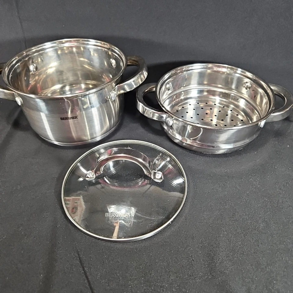 Bergner Veeko 3 piezas pequeños utensilios de cocina al vapor acero inoxidable 1,7 qt sartén usada en excelente estado Foto 3 de 4