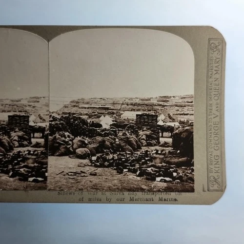 WW1 Military Stereoview C1916 Real Photo Turkey Gallipoli Supply Stores