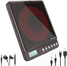 Portable CD Player, Rechargeable, Dual Headphone Jack, Anti-Skip Dark Brown 