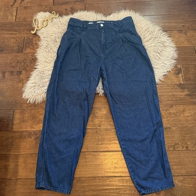 Closed High Rise Pleated Front Pearl Jeans Blue Organic Cotton Size 12/34 Denim