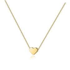 14K Gold Plated Cubic Zirconia Heart Necklace  Yellow Gold Heart Polished