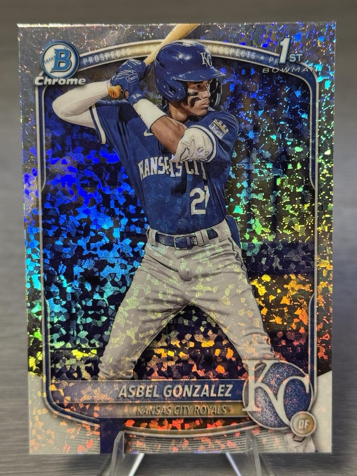 💎⚾️ASBEL GONZALEZ 2025 Bowman Chrome 1st Mini Diamond Refractor #ROYALS!!!⚾️💎