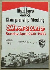 SILVERSTONE 24. April 1983 MARLBORO BRITISH F3 CHAMPIONSHIP MEETING BARC Programm