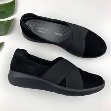 Clarks Collection Kayleigh Loafers Women's 7 Comfort Shoes Black Suede Slip On