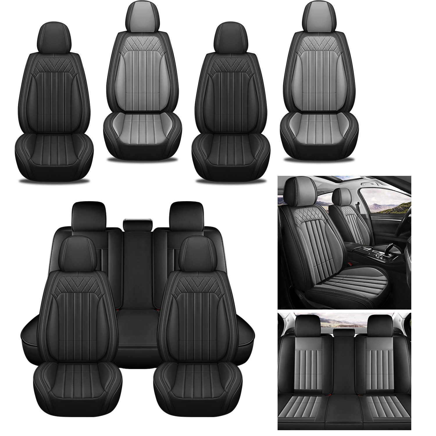 Car 2/5 Seat Covers Faux Leather For Cadillac XT4 2019-2025 Seat Cushion Pad