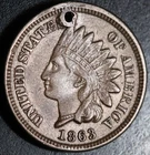 1863 INDIAN HEAD CENT - With LIBERTY & DIAMONDS - XF/AU Details