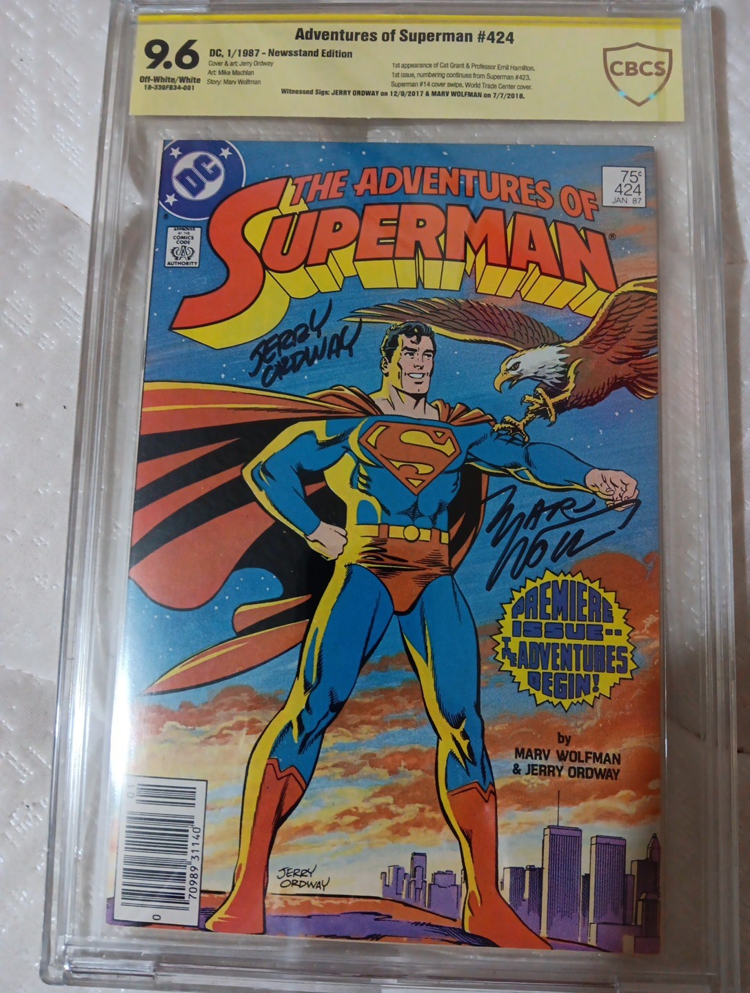 Adventures of Superman #424 CBCS 9.6 ~ 1st Cat Grant 1987 DC Comics *2 Autos*