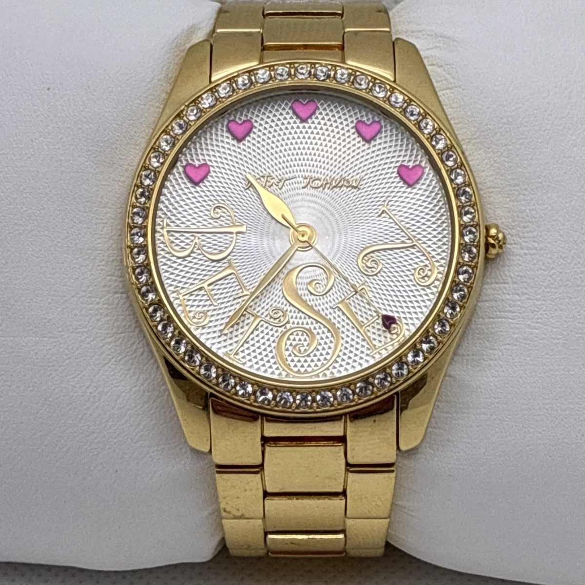 NIB $69 Betsey Johnson Gold With Multicolored Striped Anchor Watch Betsey Johnson Gold Plated Band Wristwatches for sale | eBay main image 3