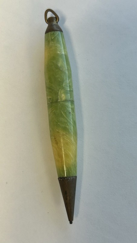 vintage marble mini 1920’s Celluloid Mechanical Pencil Brass Antique