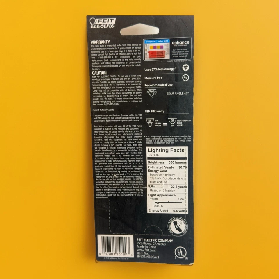 3-Pk Feit Electric LED Light Bulbs 50W 12V 500 Lumens EXN GU5.3 017801751093 - Image 2 of 4