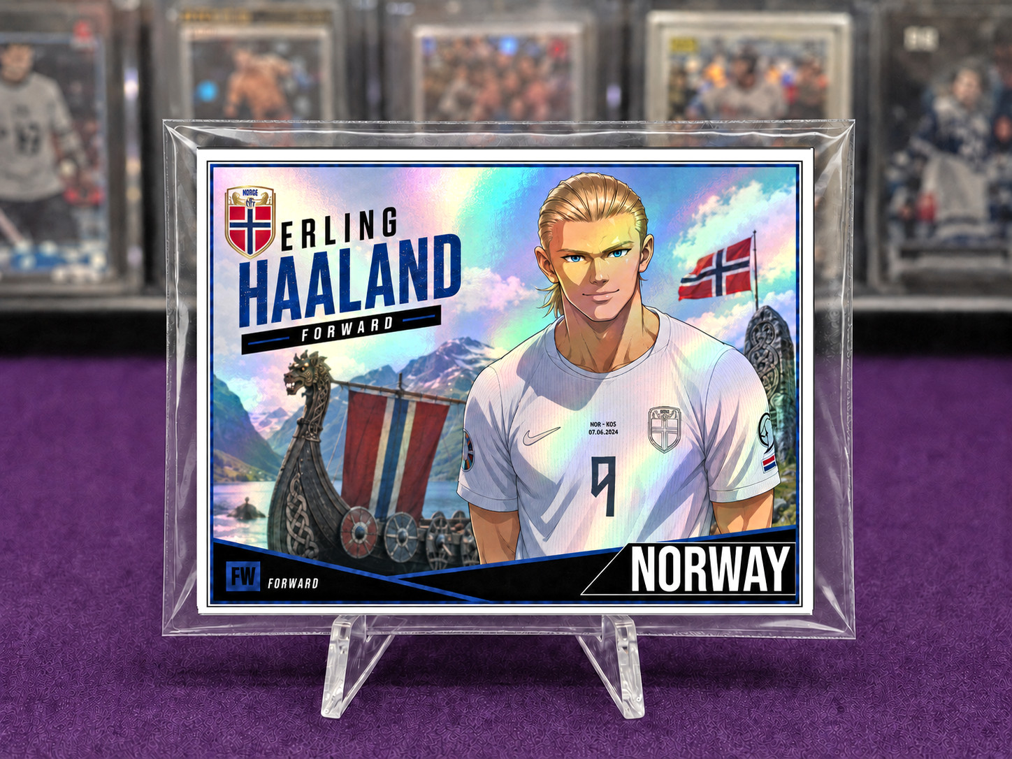 ACEO 2026 Custom Art Card ERLING HAALAND FIFA World Soccer Viking Ships Foil
