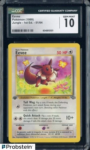 1999 Pokemon Jungle 1st Edition #51 Eevee CGC 10 GEM MINT