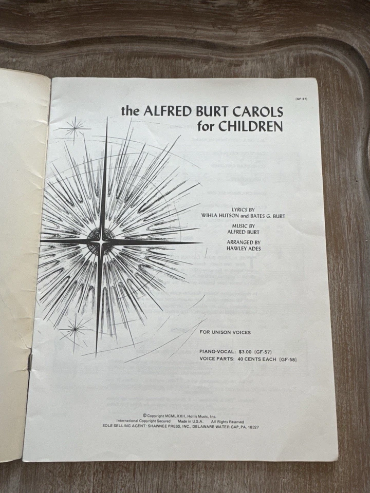 The Alfred Burt Carols for Children 1972 Shawnee Press Vintage Sheet Music - Image 2 of 4