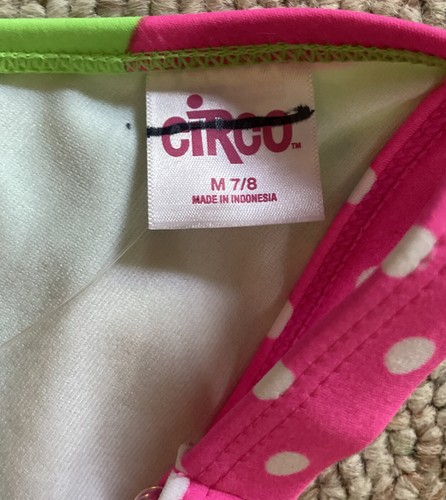 Circo Girls Bikini Top Size Medium 7/8 Pink Multi Bralette Halter Swimwear New - Picture 5 of 6