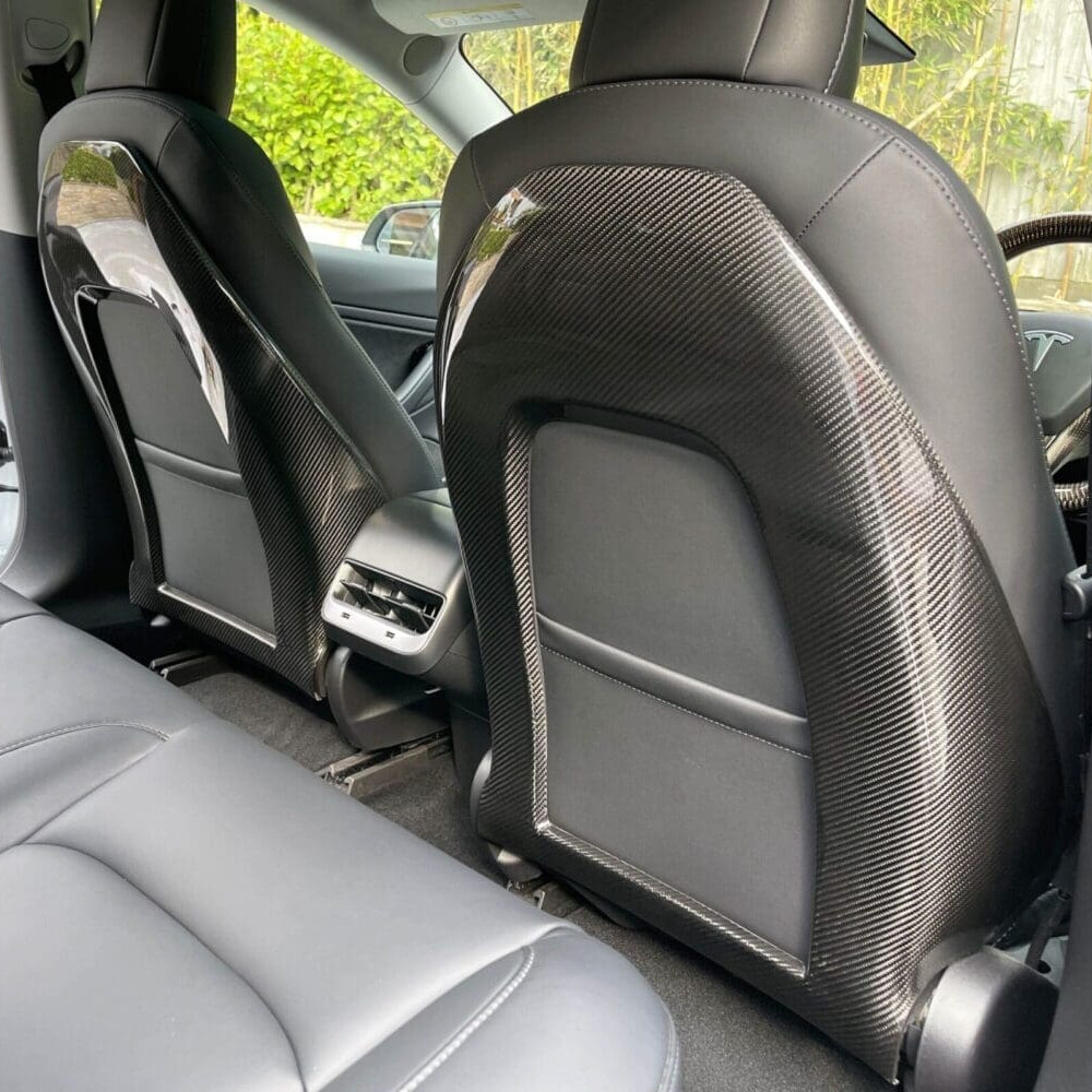 For Tesla Model 3 Y 2016-2024 2PCS Dry Carbon Fiber Interior Seat Back Covers