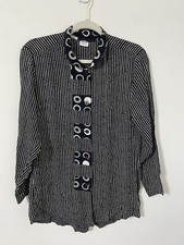 Marla Duran Dress Tunic Black Grey White Geometric Extra Small Long Sleeve