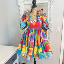 HUGE SALE New York Couture Reworked ELMO Sesame Street Puff Sleeve Dress