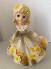 Vintage RARE RELPO 6091Daisy Flower Girl Ceramic Planter 8-1/2" Tall READ BELOW