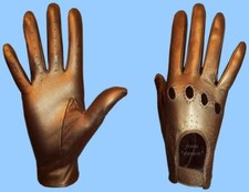 GENUINE KID LEATHER DRIVING GLOVES -NEW WOMENS size 7 or medium METALLIC BRONZE