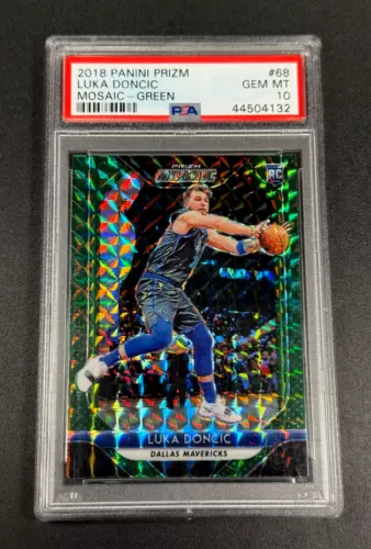 LUKA DONCIC 2018 PANINI PRIZM #68 MOSAIC GREEN ROOKIE RC PSA 10 GEM LAKERS NBA