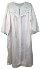 Barbizon Pearl Ivory Semisheer Home Robe Sz M Long Sleeve Pocket Grandma Core PO