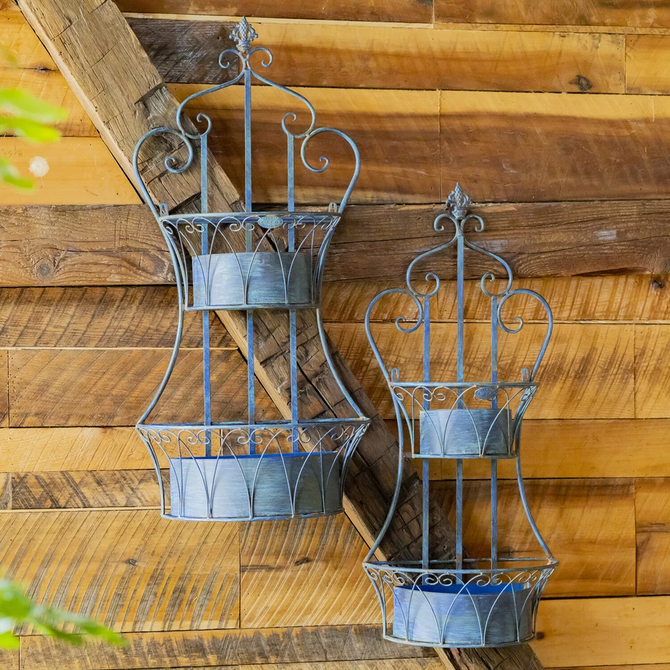 Conjunto de 2 plantadeiras de cesta de ferro penduradas na parede dupla opção de cor "Copenhague 1843" - Imagem 4 de 4