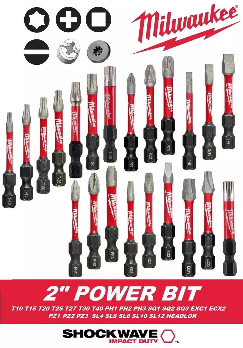 Milwaukee Shockwave Impact Driver Bits 2 Inch Length ALL SIZES 2