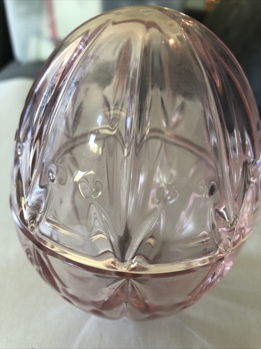 GORHAM Shades Of Spring Clear Pink Crystal 2 Pc Egg Shape Candy Dish - Picture 3 of 5