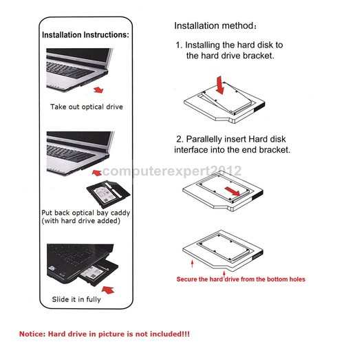 NEW 2nd Hard Drive HDD SSD Caddy Adapter for HP Pavilion DV3 DV4 DV5 DV6 DV7 DV8 - Picture 7 of 8