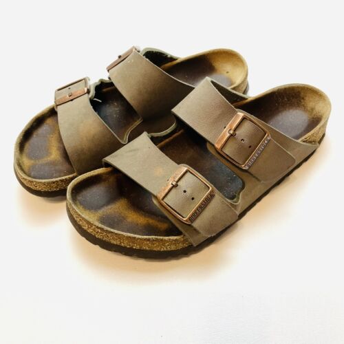 Birkenstock Arizona Birko-Flor Sandals Womens 9 Army Green Buckled Comfort Slide