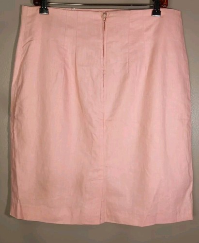 ADOLFO International Women Pink Linen Blend Lined Skirt Size 16 - Picture 2 of 6