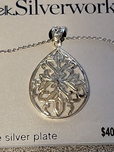 Fine Silver Plated Chain Pendent Belk Silverworks Necklace Floral Tree Star $40 - Picture 4 of 6
