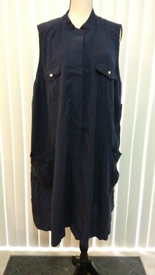 Sharagano Dark Blue Shirt Dress Front Button down  With Pocke PlusSize 24W B12