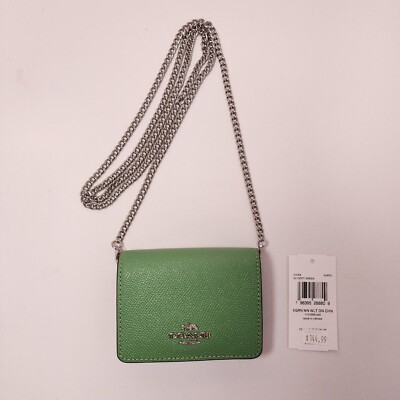 NWTCoach C0059 Mini Wallet On a Chain Soft Green Metallic
