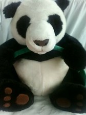 FAO Schwarz - Panda Eating Bamboo, Large Plush Stuffed Toy, Black White 16"