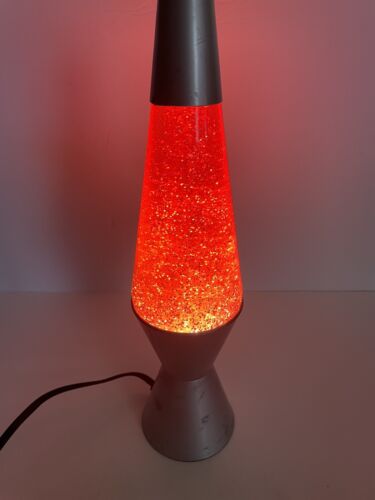 Hot Pink Red Lava Style Lamp Light 14.5” Motion & Silver Glitter Silver Base - Picture 1 of 24
