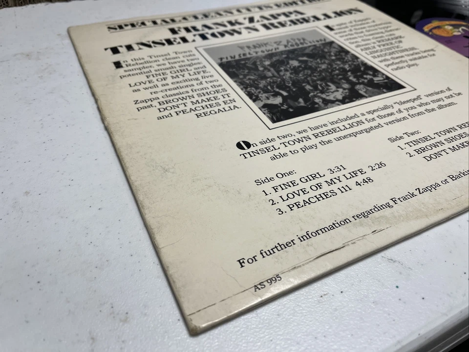 Frank Zappa – Special Clean Cuts Edition - Tinsel Town Rebellion 1981 Promo EP - Image 3 of 4