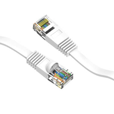 25Ft CAT6 Flat Ethernet Network Cable White