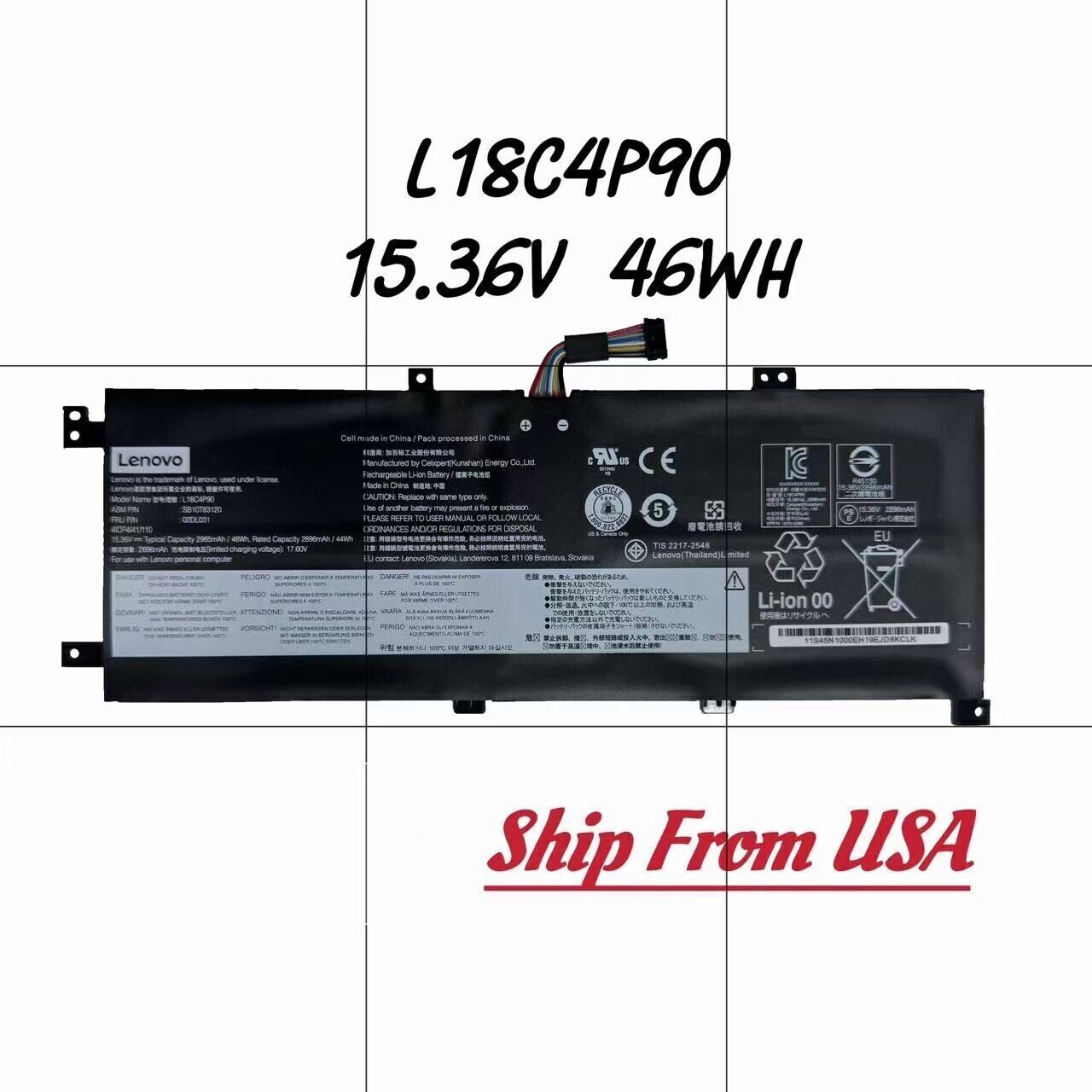 NEW Genuine 46WH L18D4P90 L18C4P90 02DL030 Battery For Lenovo ThinkPad L13 Yoga